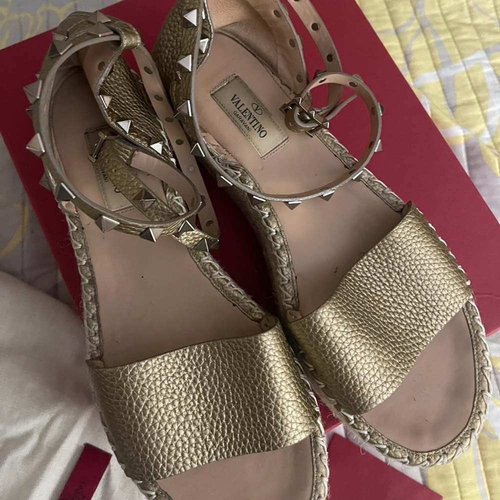 Valentino Garavani Rockstud Ankle Strap Espadrille Sandal